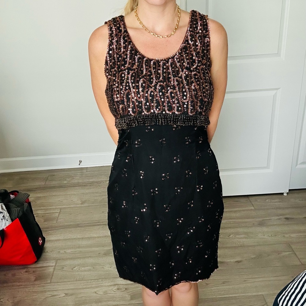 Stenay Black and Brown Beaded Dress
